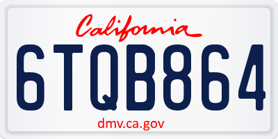 CA license plate 6TQB864