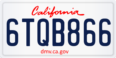 CA license plate 6TQB866
