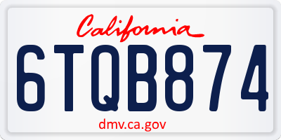 CA license plate 6TQB874