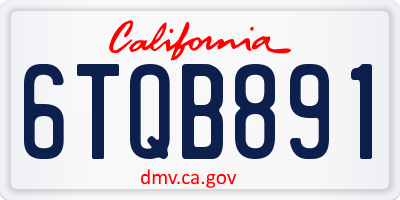 CA license plate 6TQB891