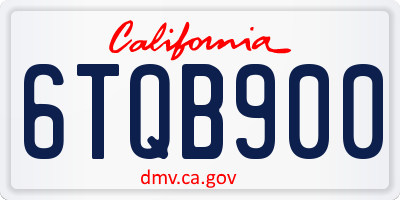 CA license plate 6TQB900