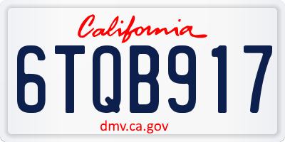 CA license plate 6TQB917