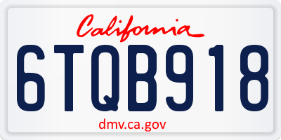 CA license plate 6TQB918
