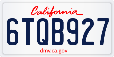 CA license plate 6TQB927
