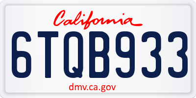 CA license plate 6TQB933