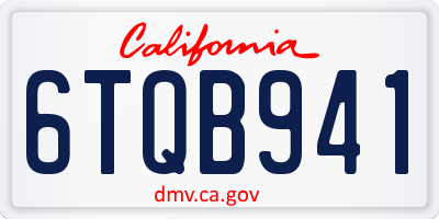 CA license plate 6TQB941