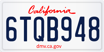 CA license plate 6TQB948