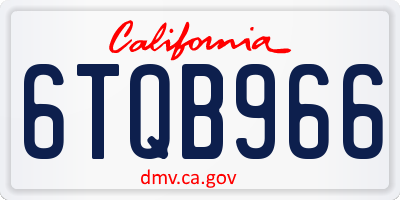 CA license plate 6TQB966