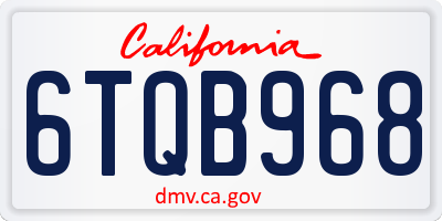 CA license plate 6TQB968