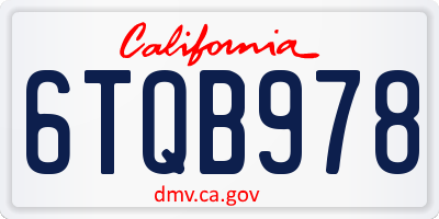 CA license plate 6TQB978