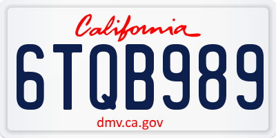 CA license plate 6TQB989