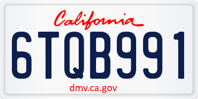 CA license plate 6TQB991