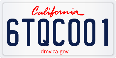 CA license plate 6TQC001