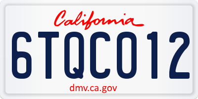 CA license plate 6TQC012