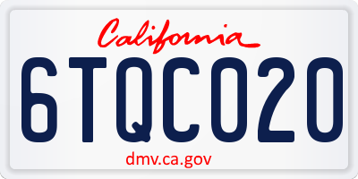 CA license plate 6TQC020