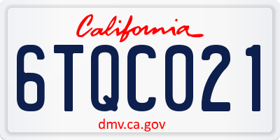 CA license plate 6TQC021
