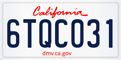 CA license plate 6TQC031