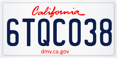 CA license plate 6TQC038