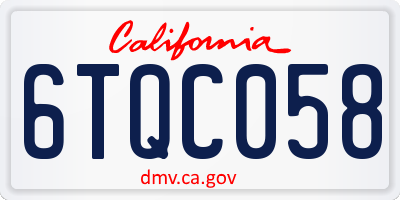 CA license plate 6TQC058