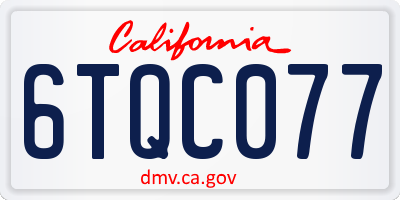 CA license plate 6TQC077
