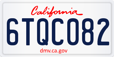 CA license plate 6TQC082