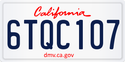 CA license plate 6TQC107