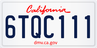 CA license plate 6TQC111