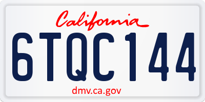 CA license plate 6TQC144