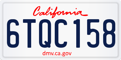 CA license plate 6TQC158