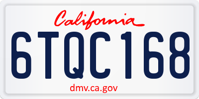 CA license plate 6TQC168