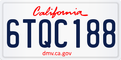 CA license plate 6TQC188