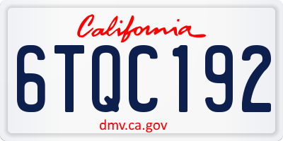CA license plate 6TQC192