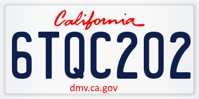 CA license plate 6TQC202