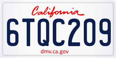 CA license plate 6TQC209
