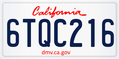 CA license plate 6TQC216
