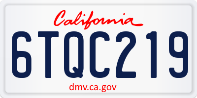 CA license plate 6TQC219