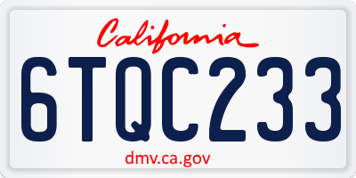 CA license plate 6TQC233
