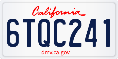 CA license plate 6TQC241