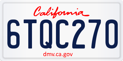 CA license plate 6TQC270