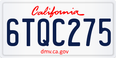 CA license plate 6TQC275