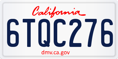 CA license plate 6TQC276