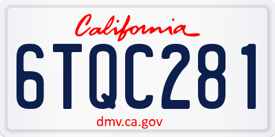 CA license plate 6TQC281