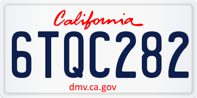 CA license plate 6TQC282