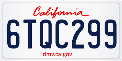 CA license plate 6TQC299