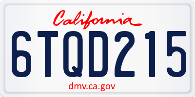 CA license plate 6TQD215