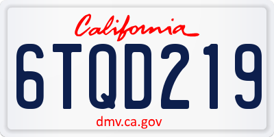 CA license plate 6TQD219