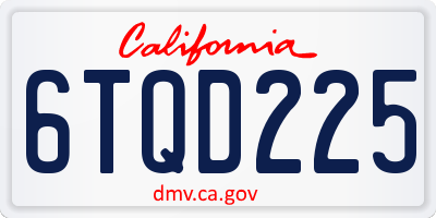 CA license plate 6TQD225