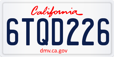 CA license plate 6TQD226