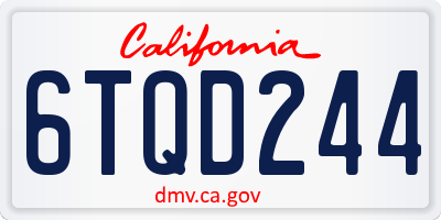 CA license plate 6TQD244