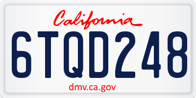 CA license plate 6TQD248